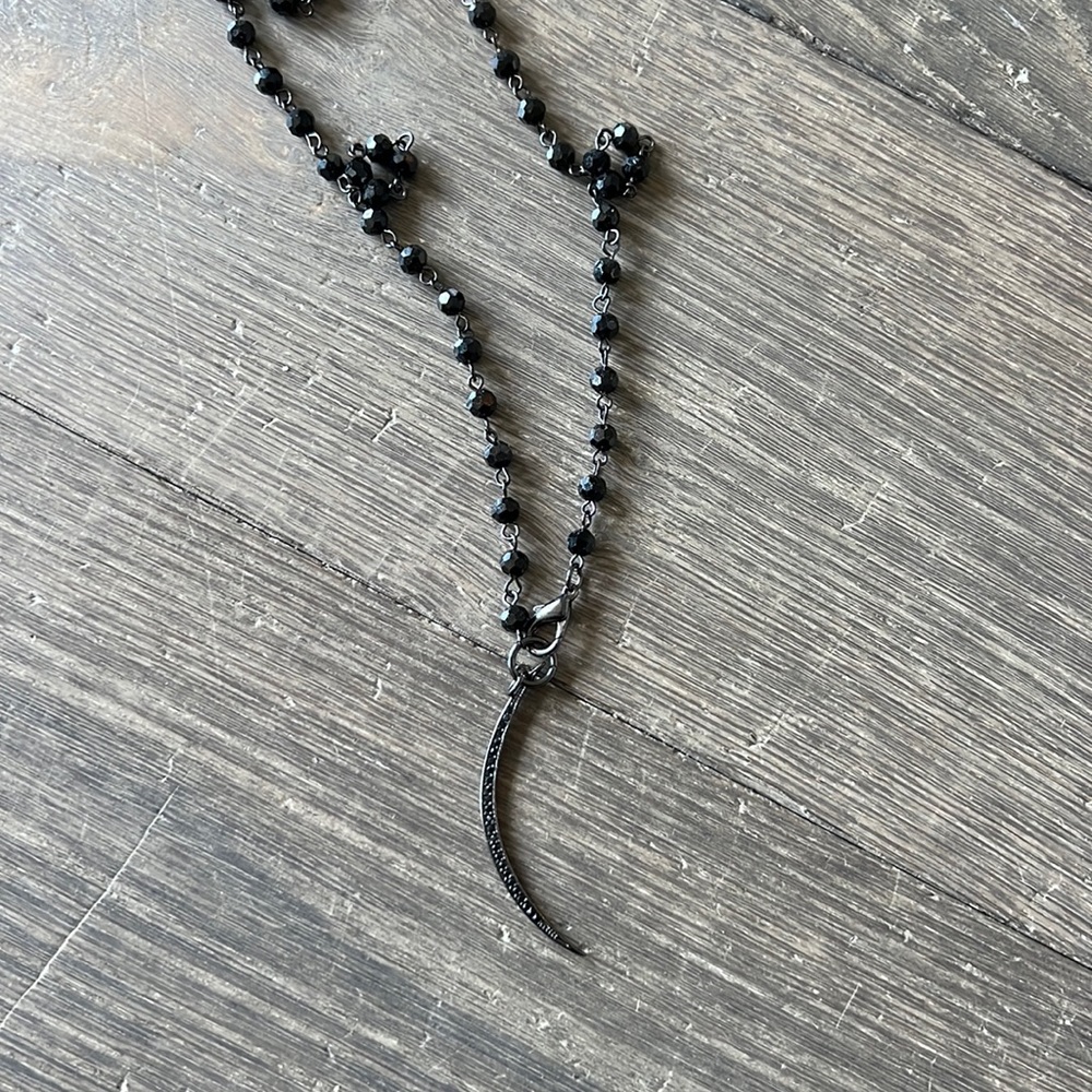 Marlyn Schiff black crescent moon necklace NWT